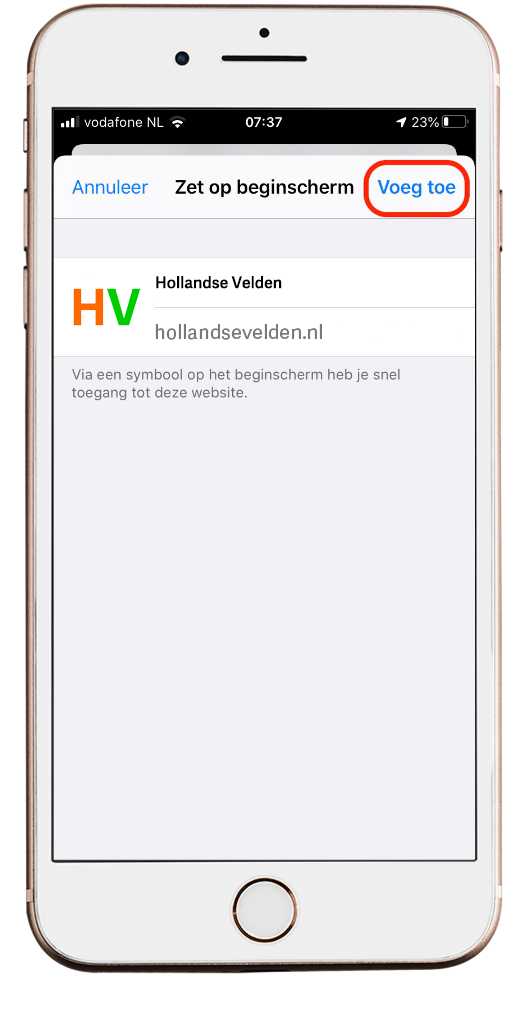 Klik op voeg toe