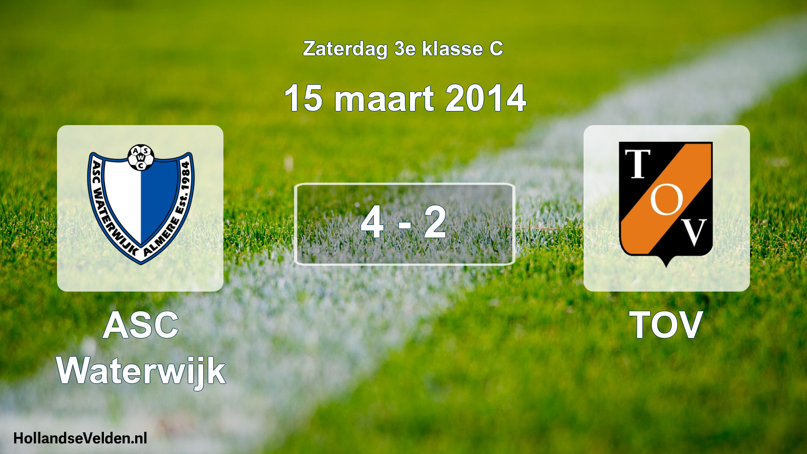 Total number of matches played: ASC Waterwijk - TOV 4 - 2 (15 March 2014)