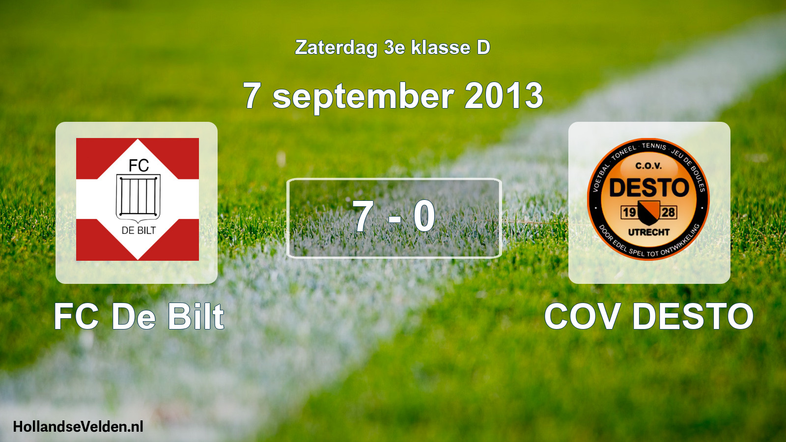 Total number of matches played: FC De Bilt - COV DESTO 7 - 0 (7 September 2013)