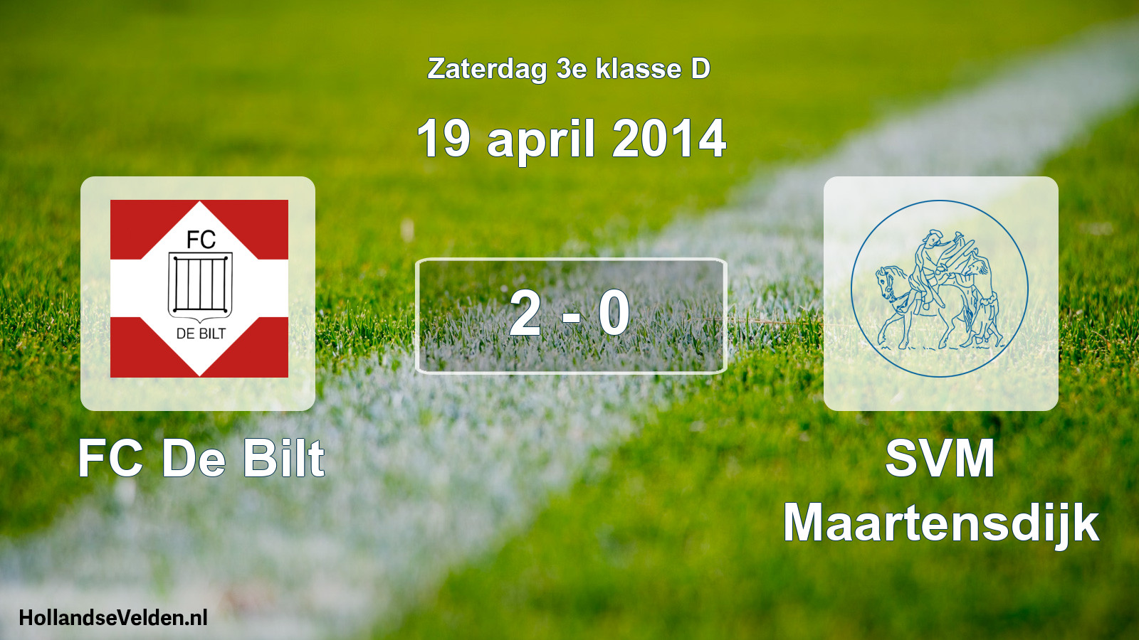Total number of matches played: FC De Bilt - SVM Maartensdijk 2 - 0 (19 April 2014)