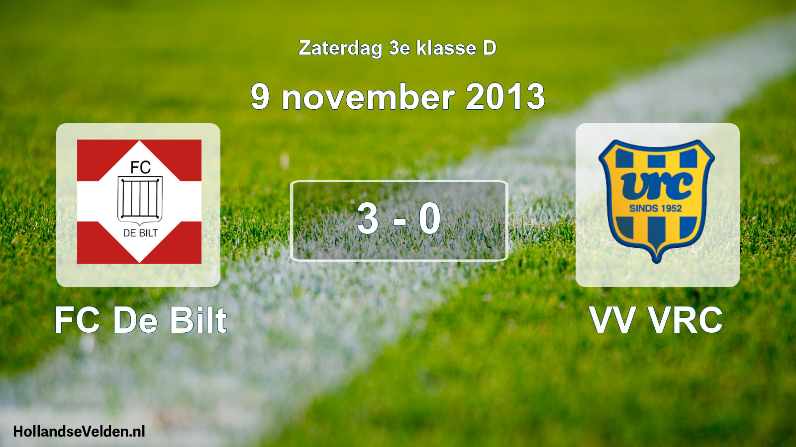Total number of matches played: FC De Bilt - VV VRC 3 - 0 (9 November 2013)
