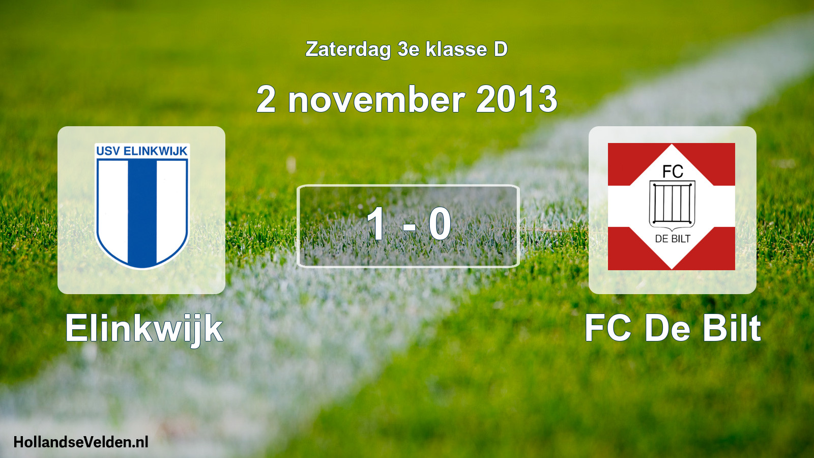 Total number of matches played: Elinkwijk - FC De Bilt 1 - 0 (2 November 2013)
