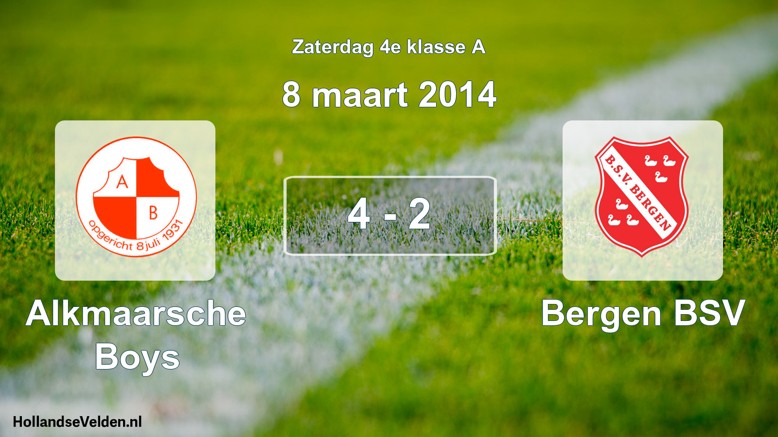 Total number of matches played: Alkmaarsche Boys - Bergen BSV 4 - 2 (8 March 2014)