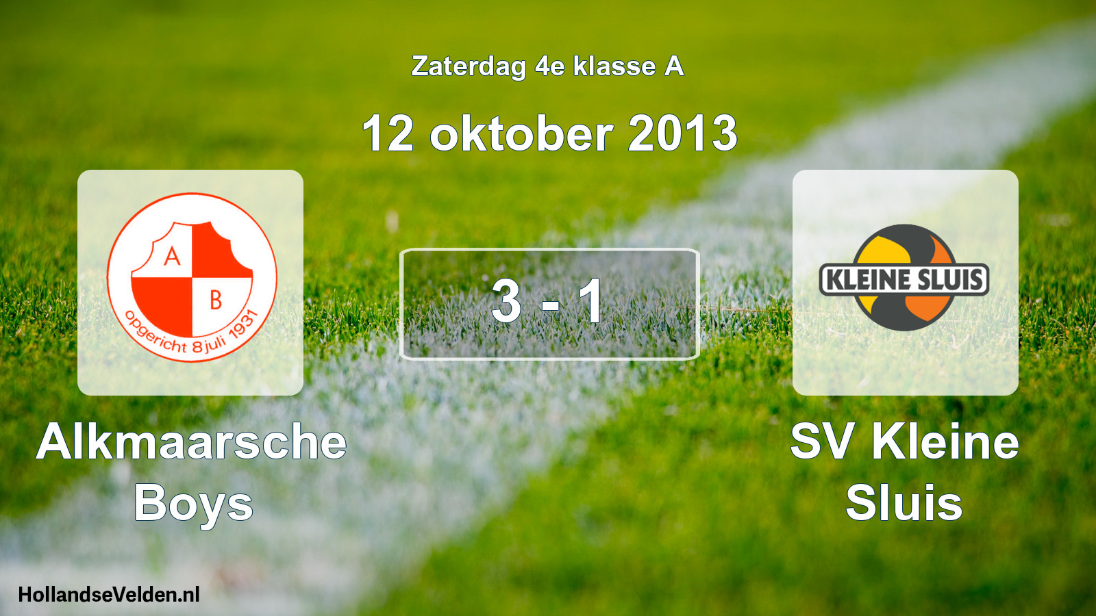 Total number of matches played: Alkmaarsche Boys - SV Kleine Sluis 3 - 1 (12 October 2013)