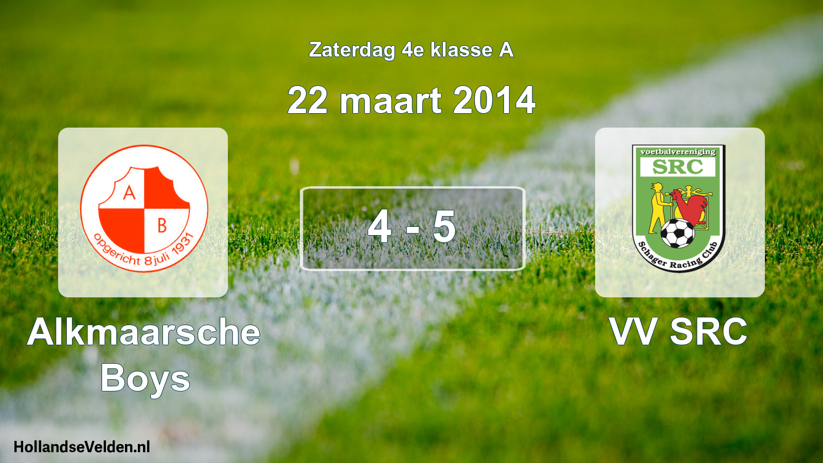 Total number of matches played: Alkmaarsche Boys - VV SRC 4 - 5 (22 March 2014)
