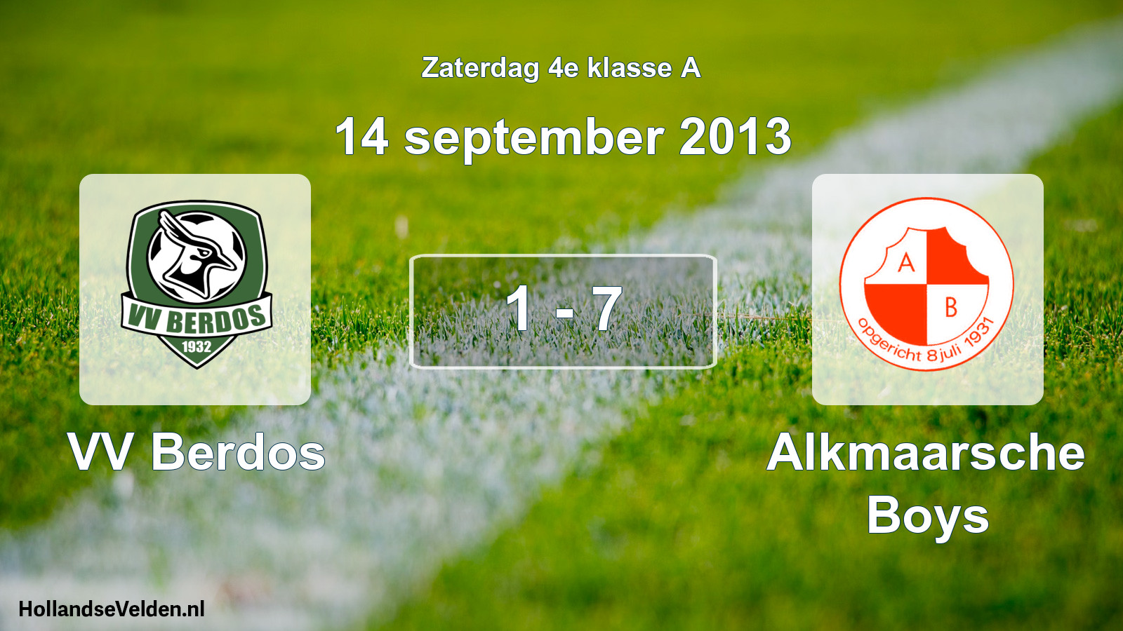 Total number of matches played: VV Berdos - Alkmaarsche Boys 1 - 7 (14 September 2013)