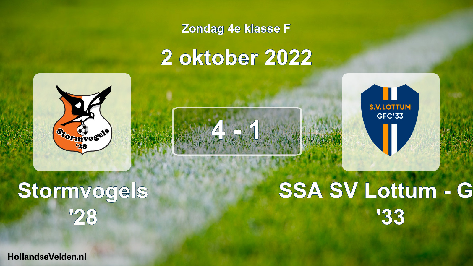 Total number of matches played: Stormvogels '28 - SSA SV Lottum - GFC '33 4 - 1 (2 October 2022)