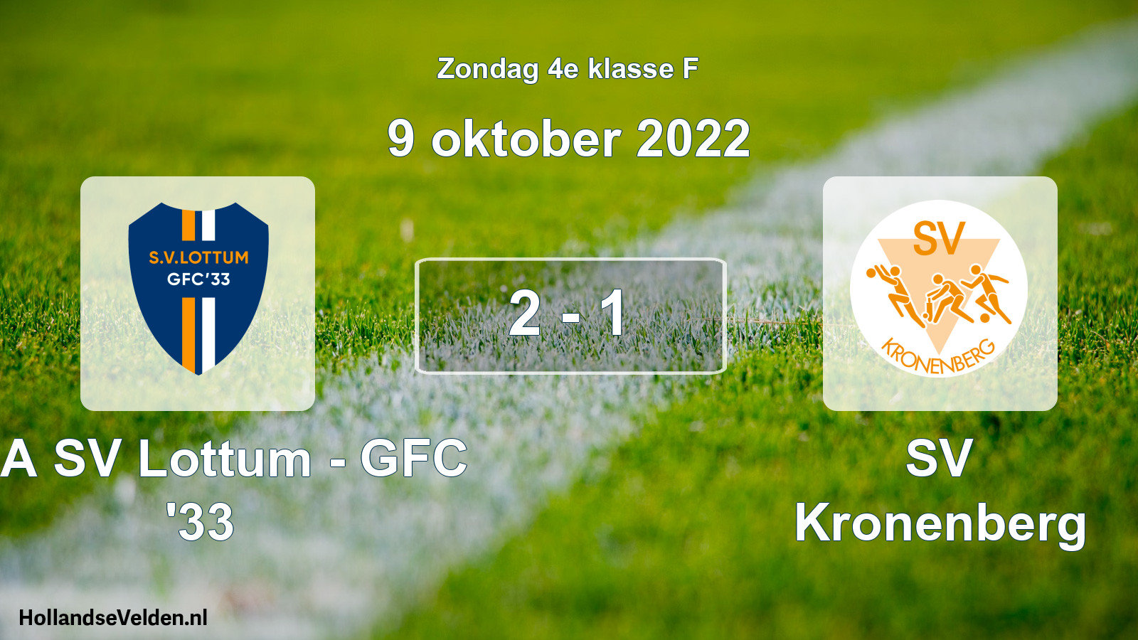 Total number of matches played: SSA SV Lottum - GFC '33 - SV Kronenberg 2 - 1 (9 October 2022)