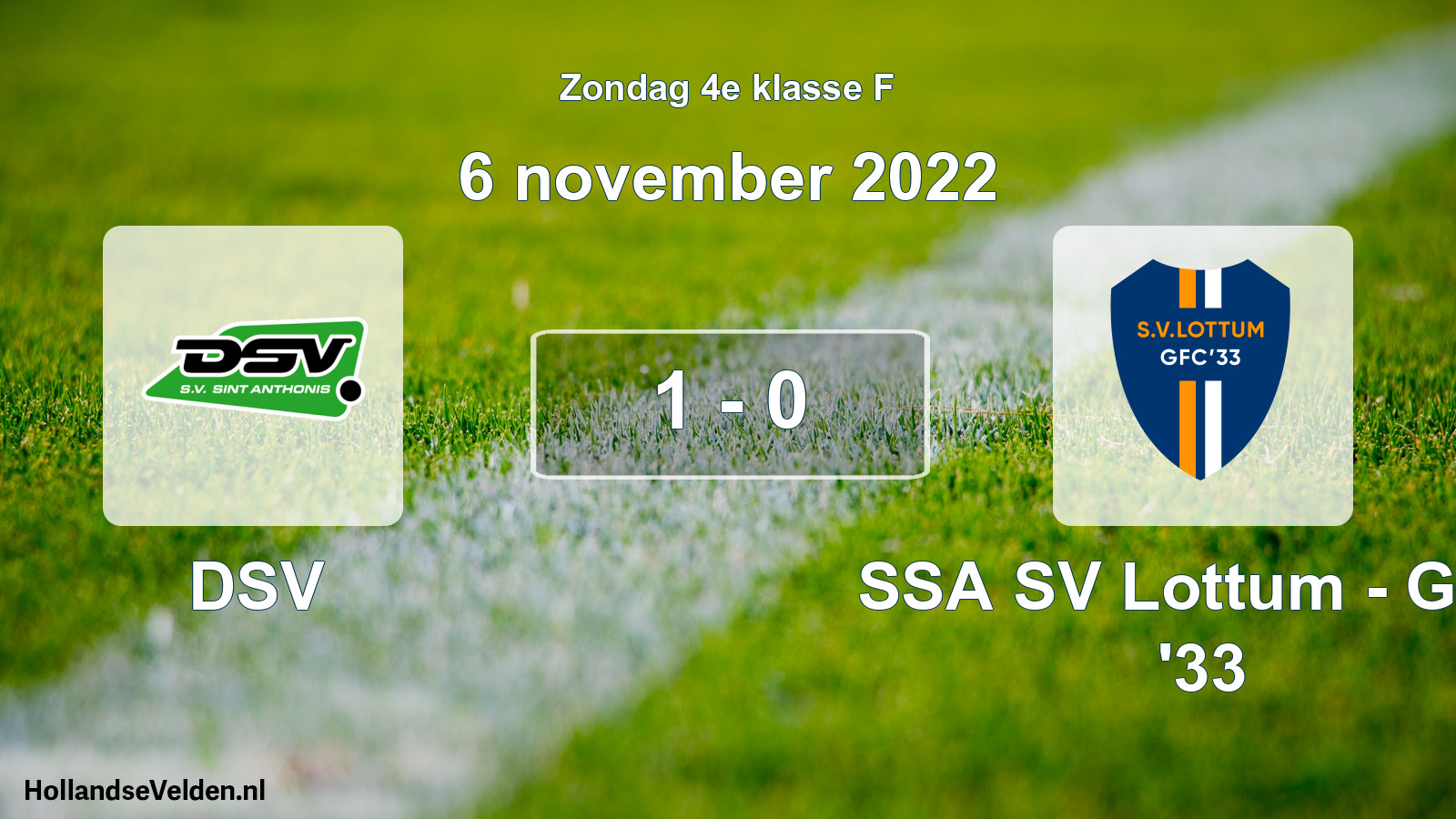 Total number of matches played: DSV - SSA SV Lottum - GFC '33 1 - 0 (6 November 2022)