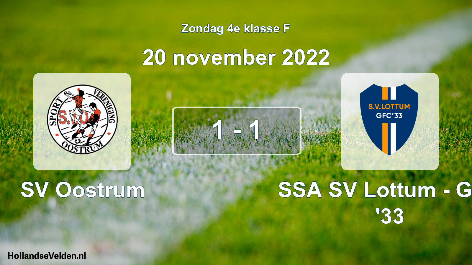 Total number of matches played: SV Oostrum - SSA SV Lottum - GFC '33 1 - 1 (20 November 2022)