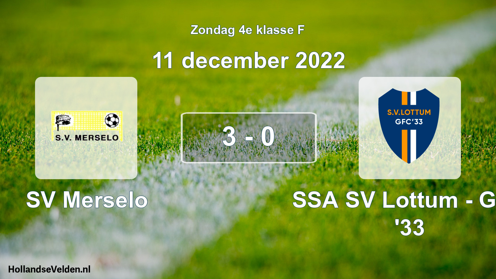 Total number of matches played: SV Merselo - SSA SV Lottum - GFC '33 3 - 0 (11 December 2022)
