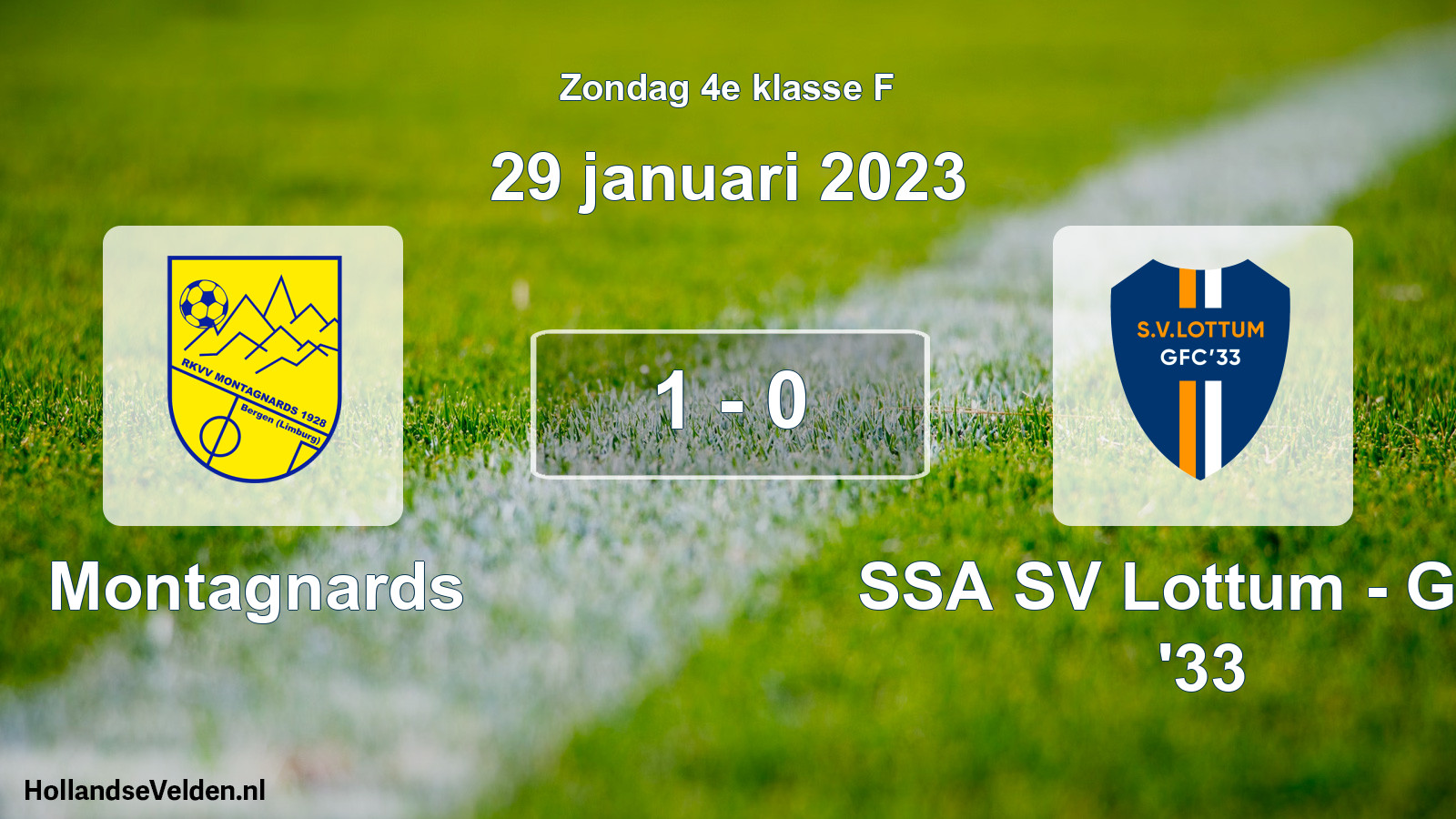 Total number of matches played: Montagnards - SSA SV Lottum - GFC '33 1 - 0 (29 January 2023)