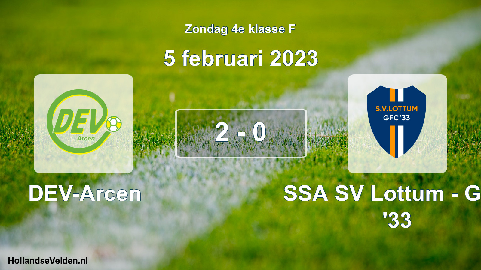 Total number of matches played: DEV-Arcen - SSA SV Lottum - GFC '33 2 - 0 (5 February 2023)