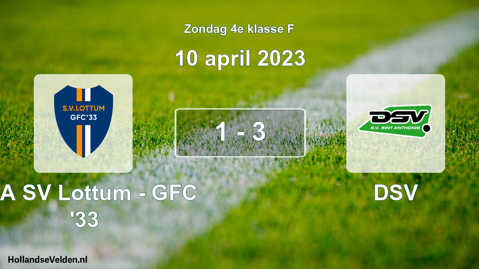 Total number of matches played: SSA SV Lottum - GFC '33 - DSV 1 - 3 (10 April 2023)