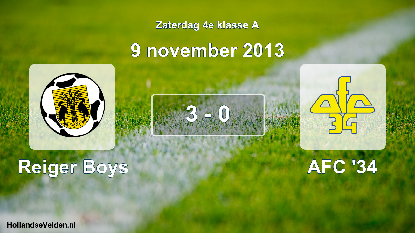 Total number of matches played: Reiger Boys - AFC '34 3 - 0 (9 November 2013)