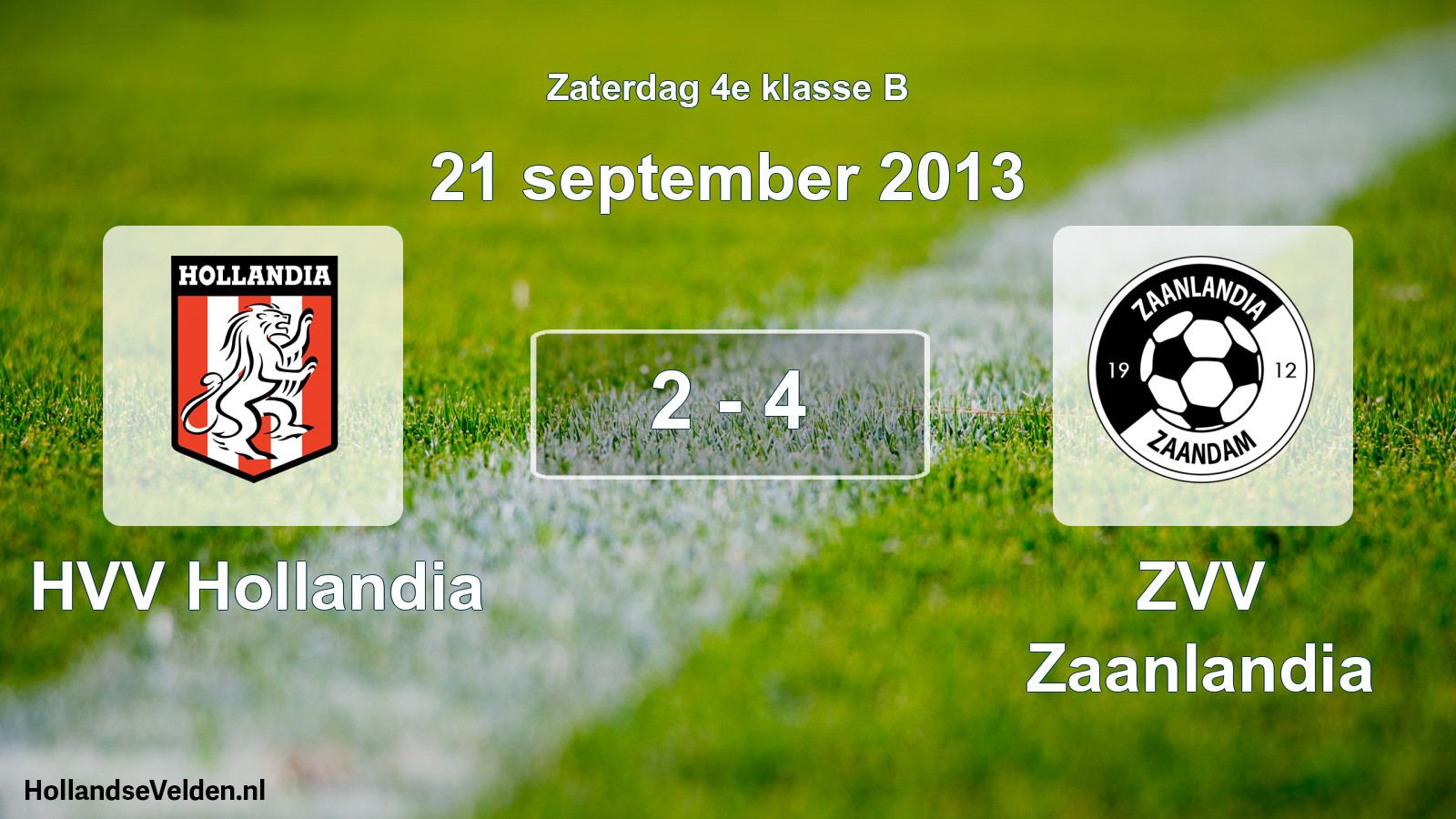 Total number of matches played: HVV Hollandia - ZVV Zaanlandia 2 - 4 (21 September 2013)