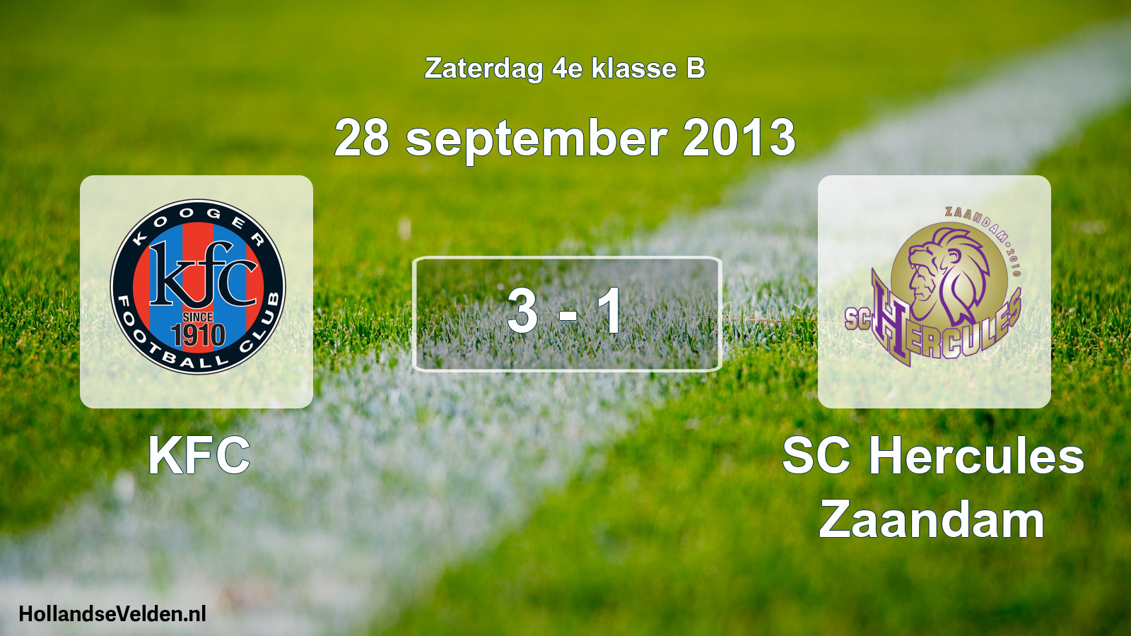 Total number of matches played: KFC - SC Hercules Zaandam 3 - 1 (28 September 2013)