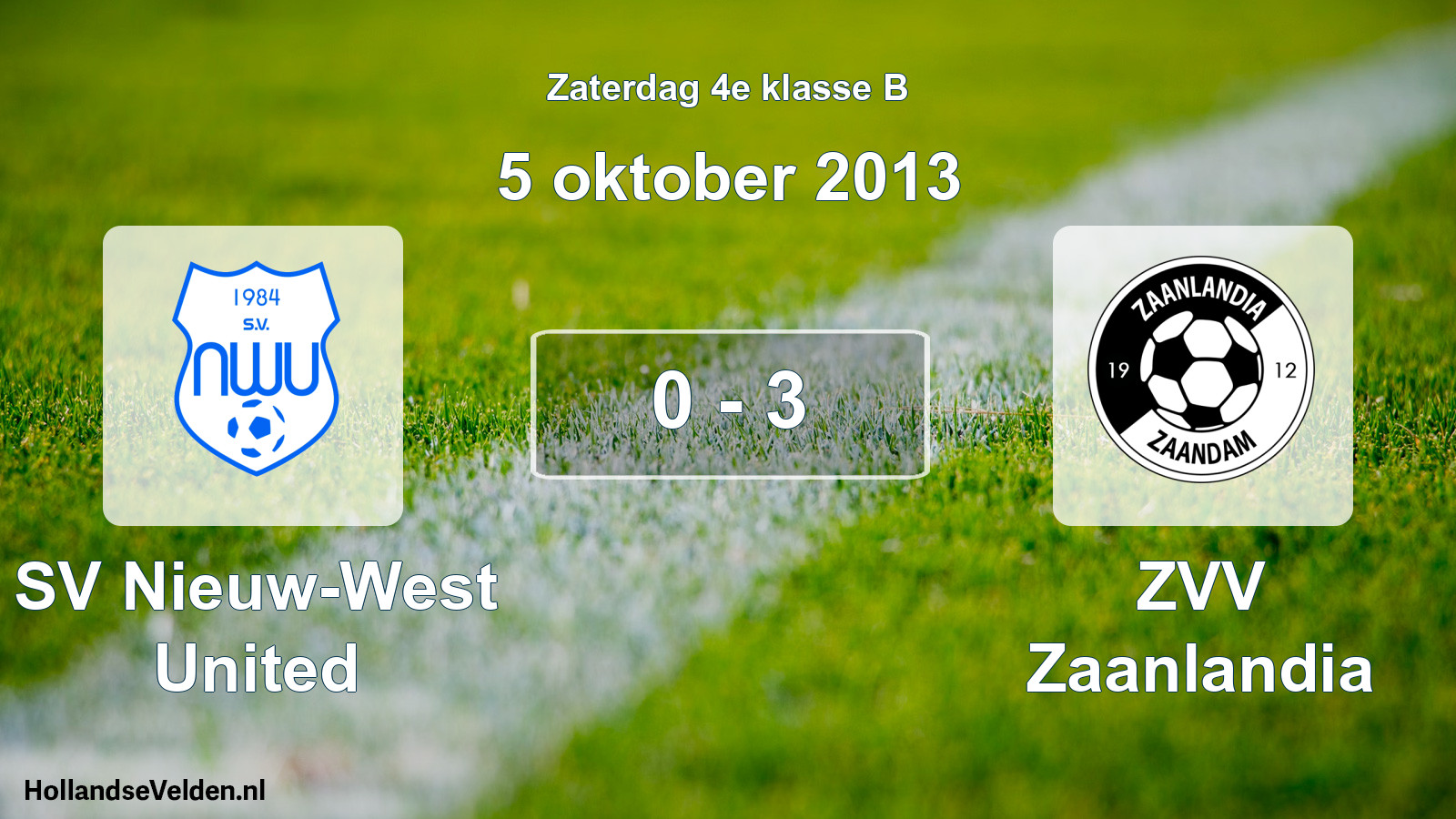 Total number of matches played: SV Nieuw-West United - ZVV Zaanlandia 0 - 3 (5 October 2013)