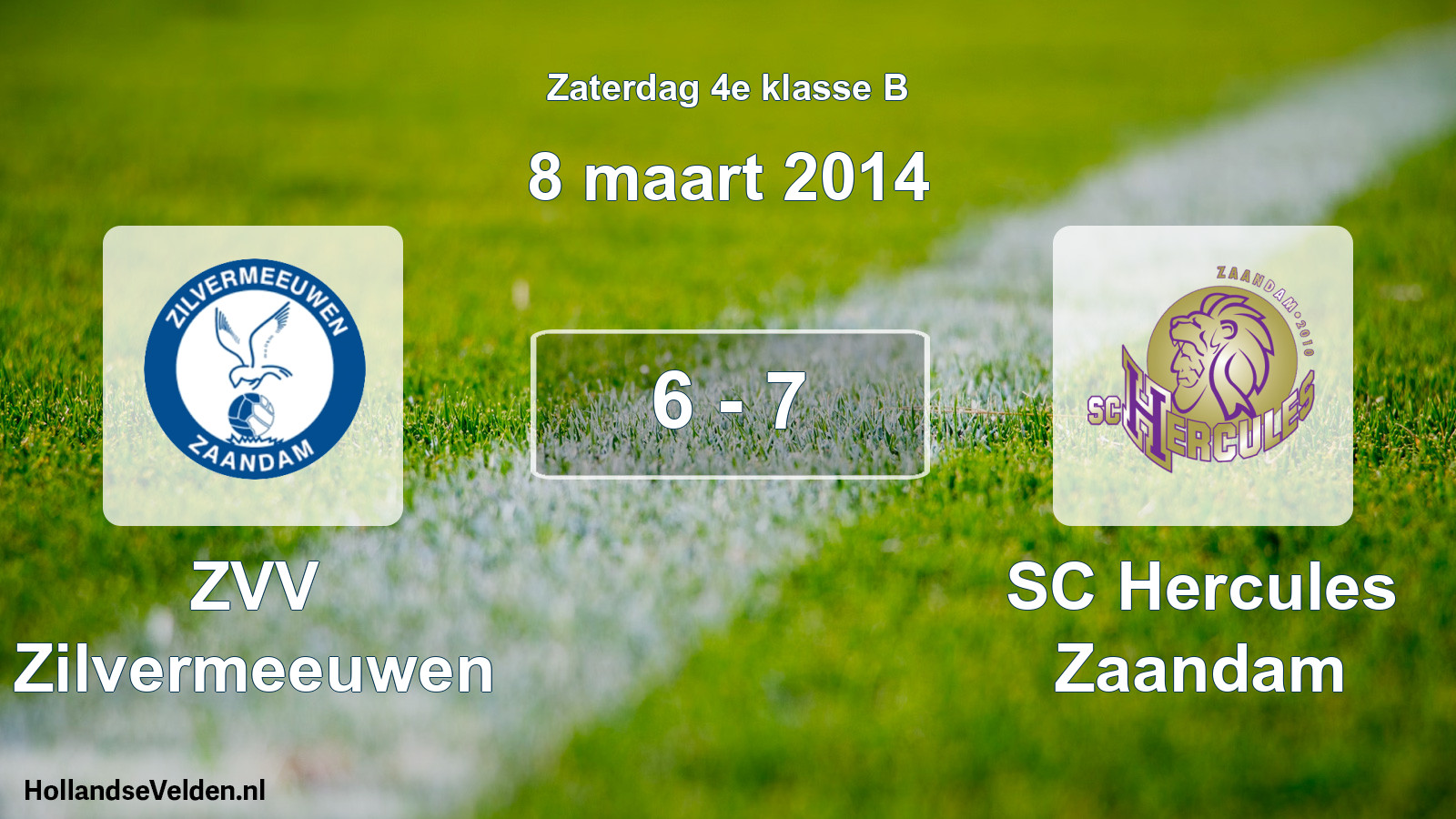 Total number of matches played: ZVV Zilvermeeuwen - SC Hercules Zaandam 6 - 7 (8 March 2014)