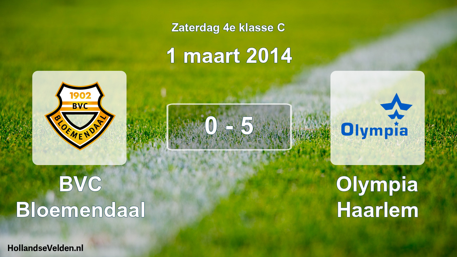 Total number of matches played: BVC Bloemendaal - Olympia Haarlem 0 - 5 (1 March 2014)