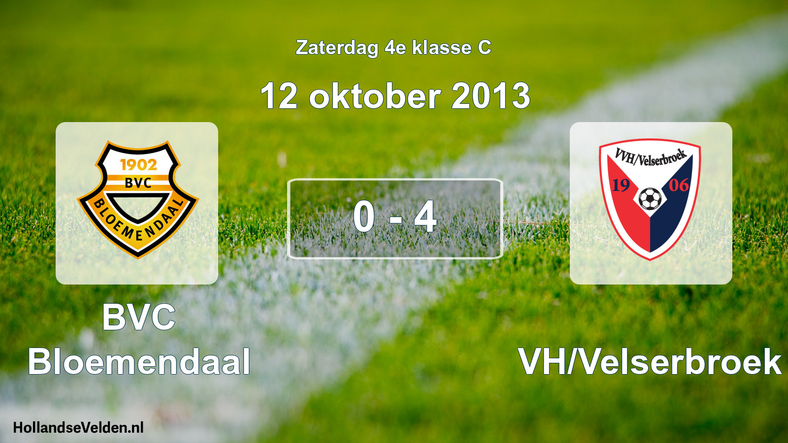 Total number of matches played: BVC Bloemendaal - VVH/Velserbroek 0 - 4 (12 October 2013)