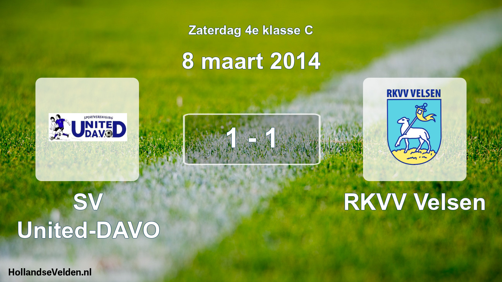 Total number of matches played: SV United-DAVO - RKVV Velsen 1 - 1 (8 March 2014)
