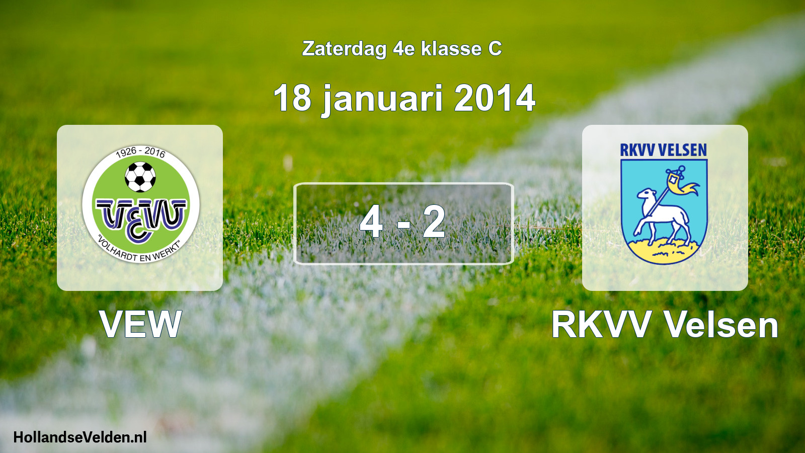 Total number of matches played: VEW - RKVV Velsen 4 - 2 (18 January 2014)
