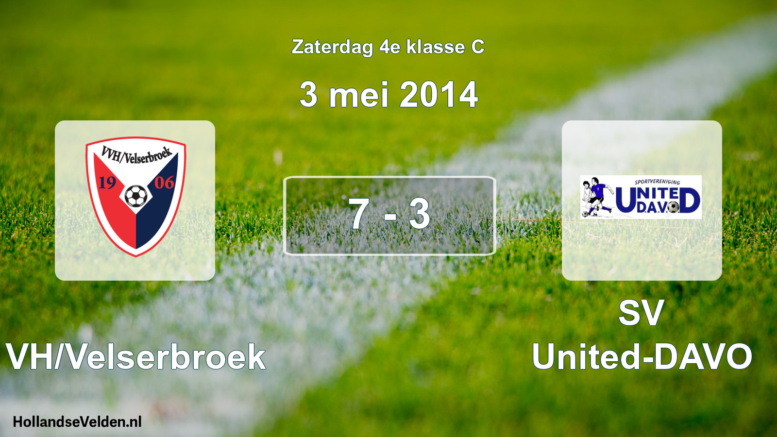Total number of matches played: VVH/Velserbroek - SV United-DAVO 7 - 3 (3 May 2014)