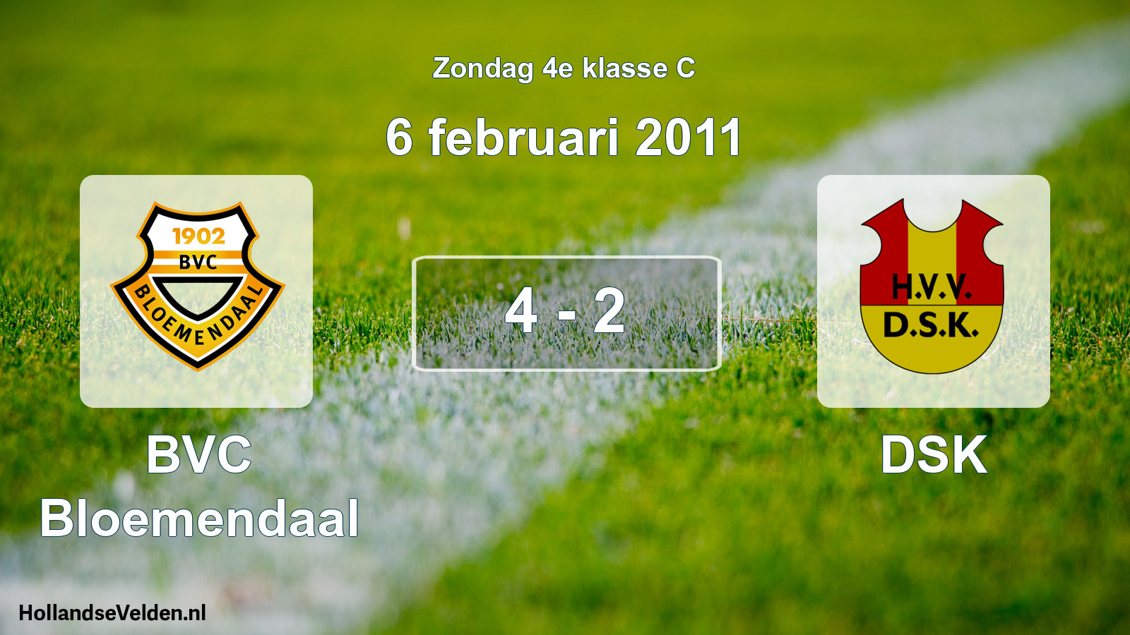 Total number of matches played: BVC Bloemendaal - DSK 4 - 2 (6 February 2011)