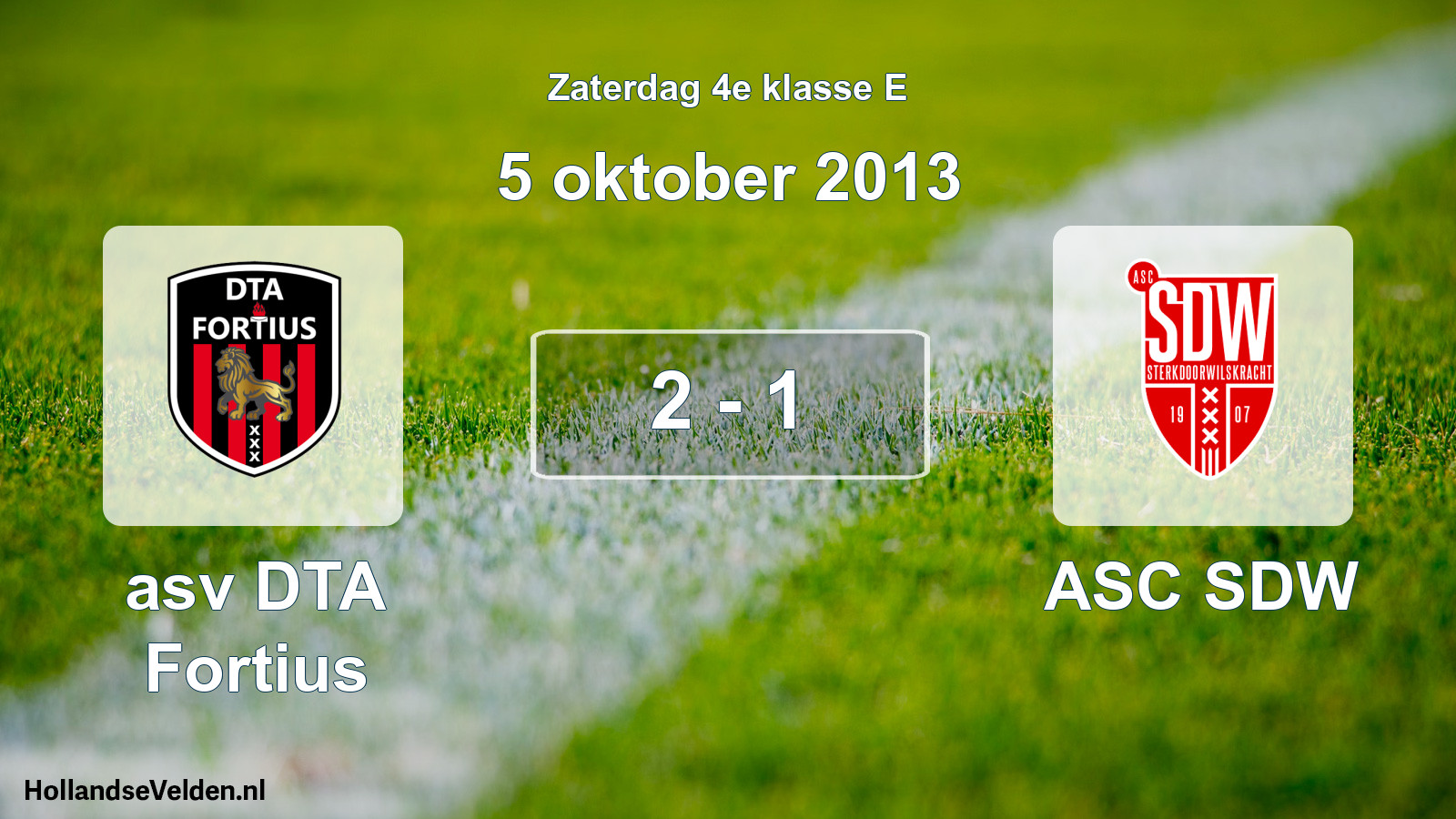 Total number of matches played: asv DTA Fortius - ASC SDW 2 - 1 (5 October 2013)