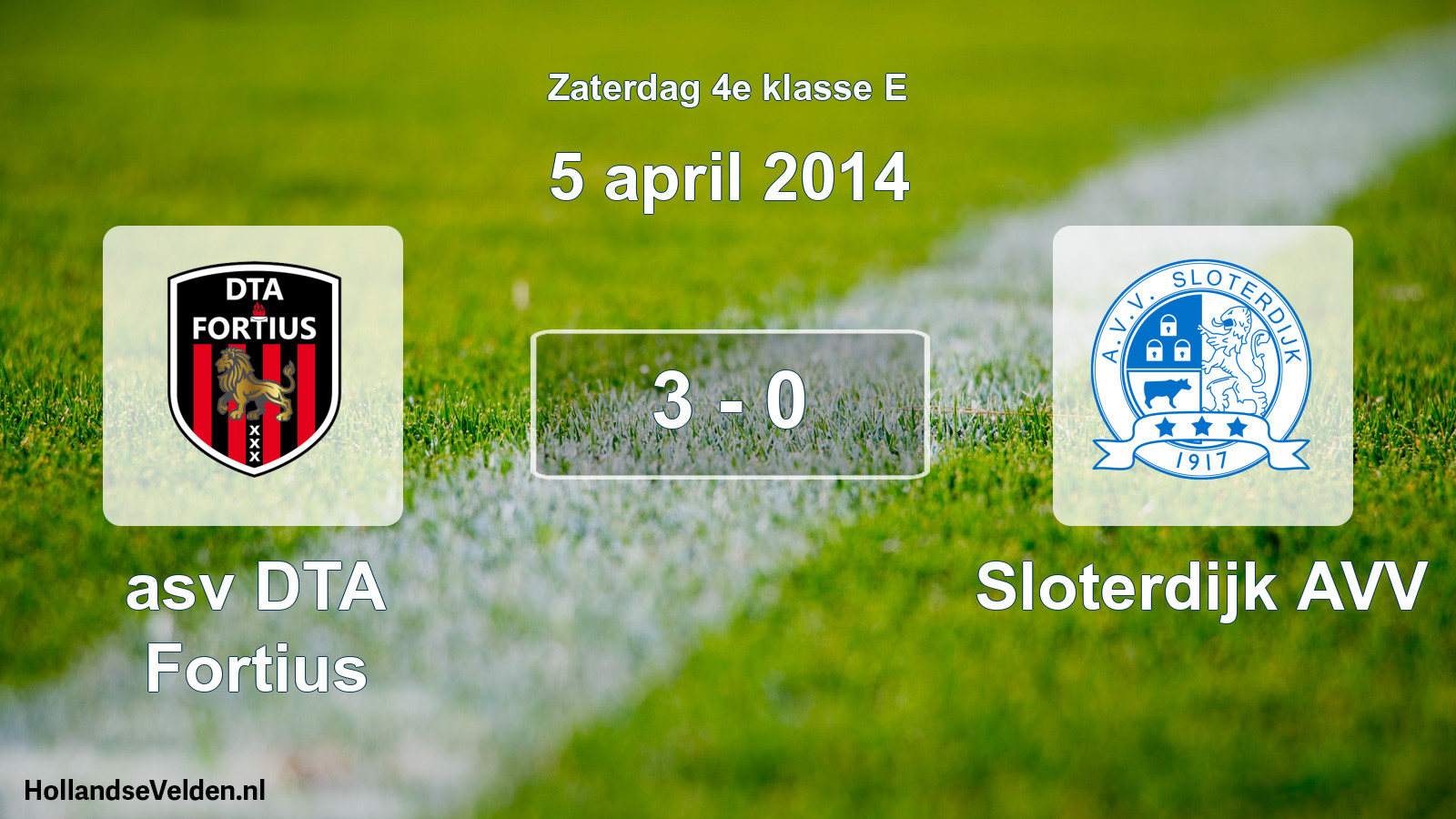 Total number of matches played: asv DTA Fortius - Sloterdijk AVV 3 - 0 (5 April 2014)