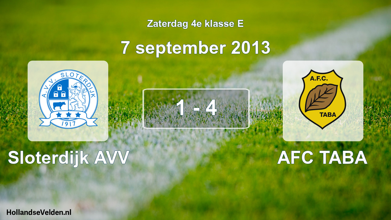 Total number of matches played: Sloterdijk AVV - AFC TABA 1 - 4 (7 September 2013)