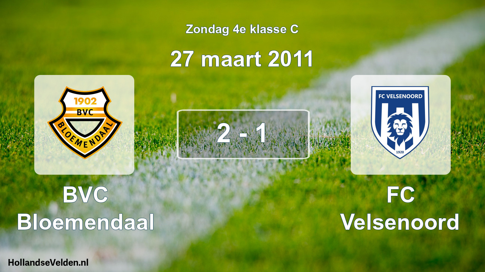 Total number of matches played: BVC Bloemendaal - FC Velsenoord 2 - 1 (27 March 2011)