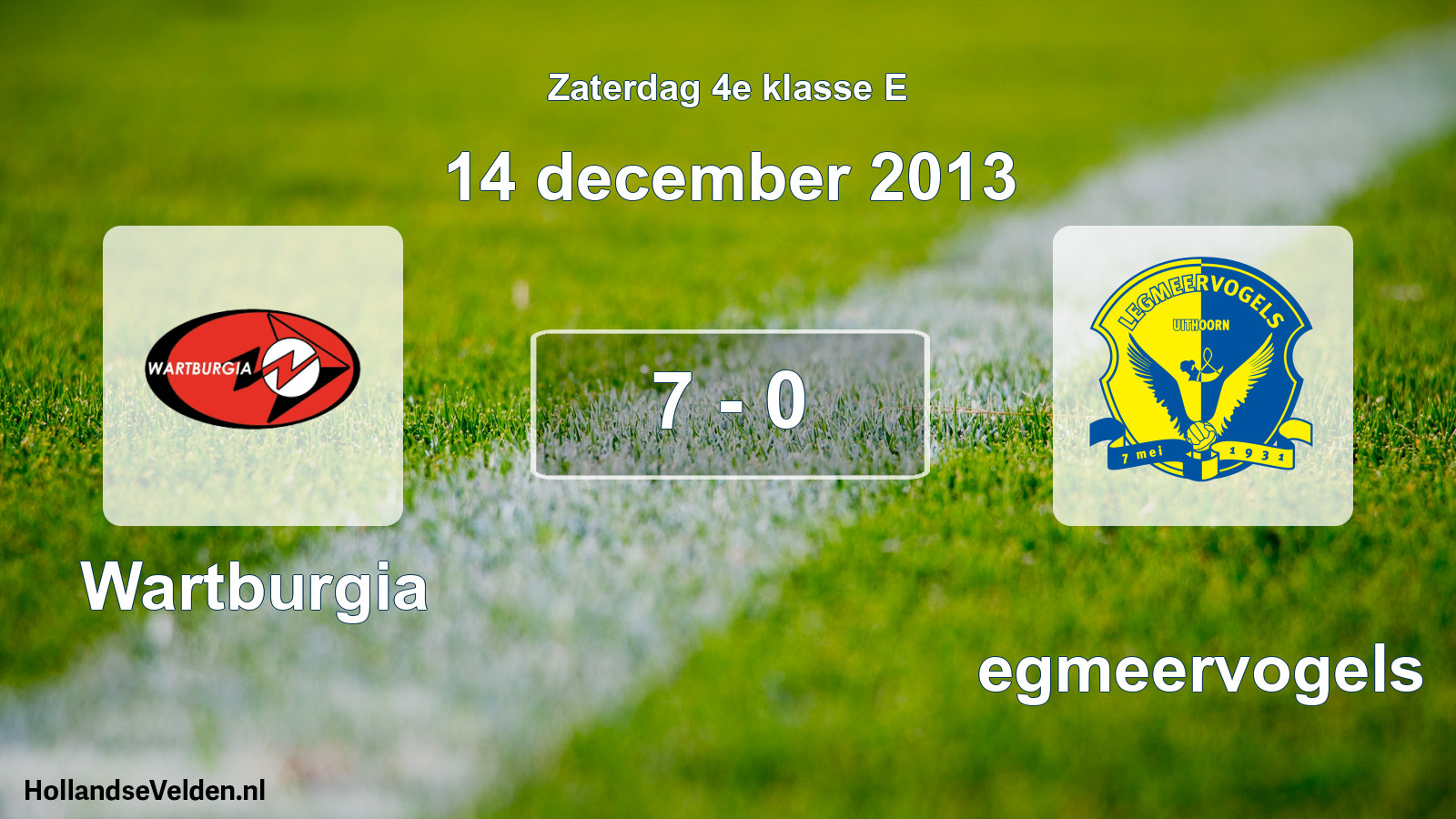 Total number of matches played: Wartburgia - Legmeervogels 7 - 0 (14 December 2013)