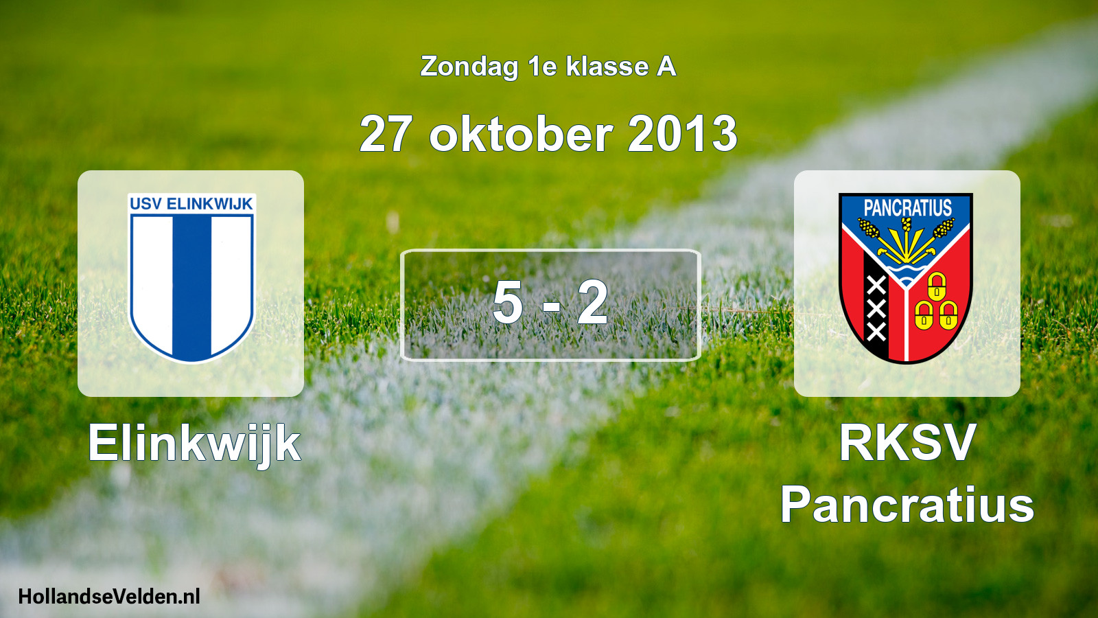 Total number of matches played: Elinkwijk - RKSV Pancratius 5 - 2 (27 October 2013)