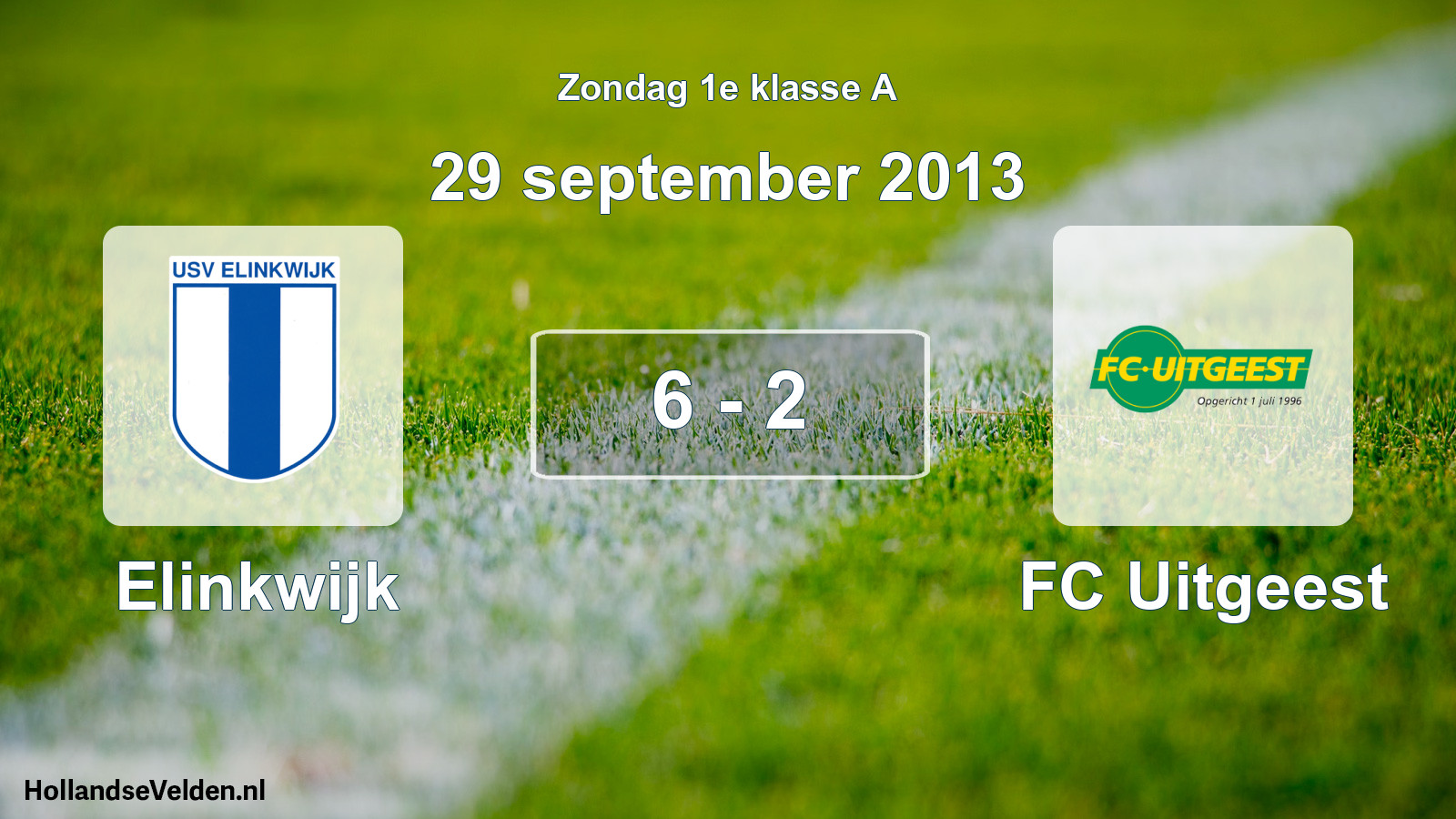 Total number of matches played: Elinkwijk - FC Uitgeest 6 - 2 (29 September 2013)