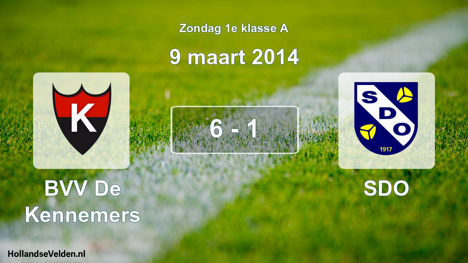 Total number of matches played: BVV De Kennemers - SDO 6 - 1 (9 March 2014)
