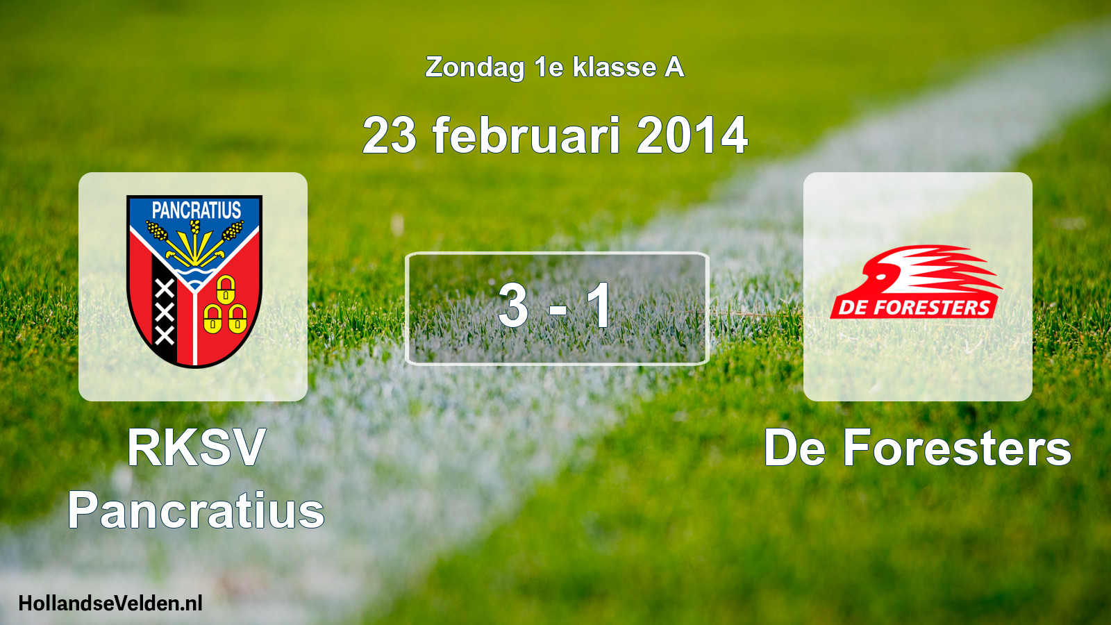 Total number of matches played: RKSV Pancratius - De Foresters 3 - 1 (23 February 2014)