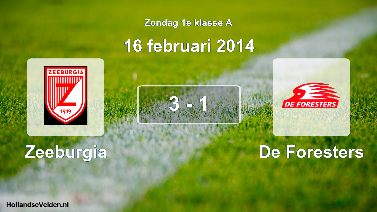 Total number of matches played: Zeeburgia - De Foresters 3 - 1 (16 February 2014)