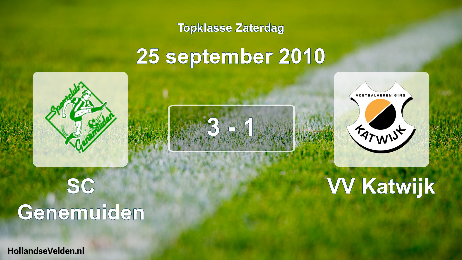 Total number of matches played: SC Genemuiden - VV Katwijk 3 - 1 (25 September 2010)