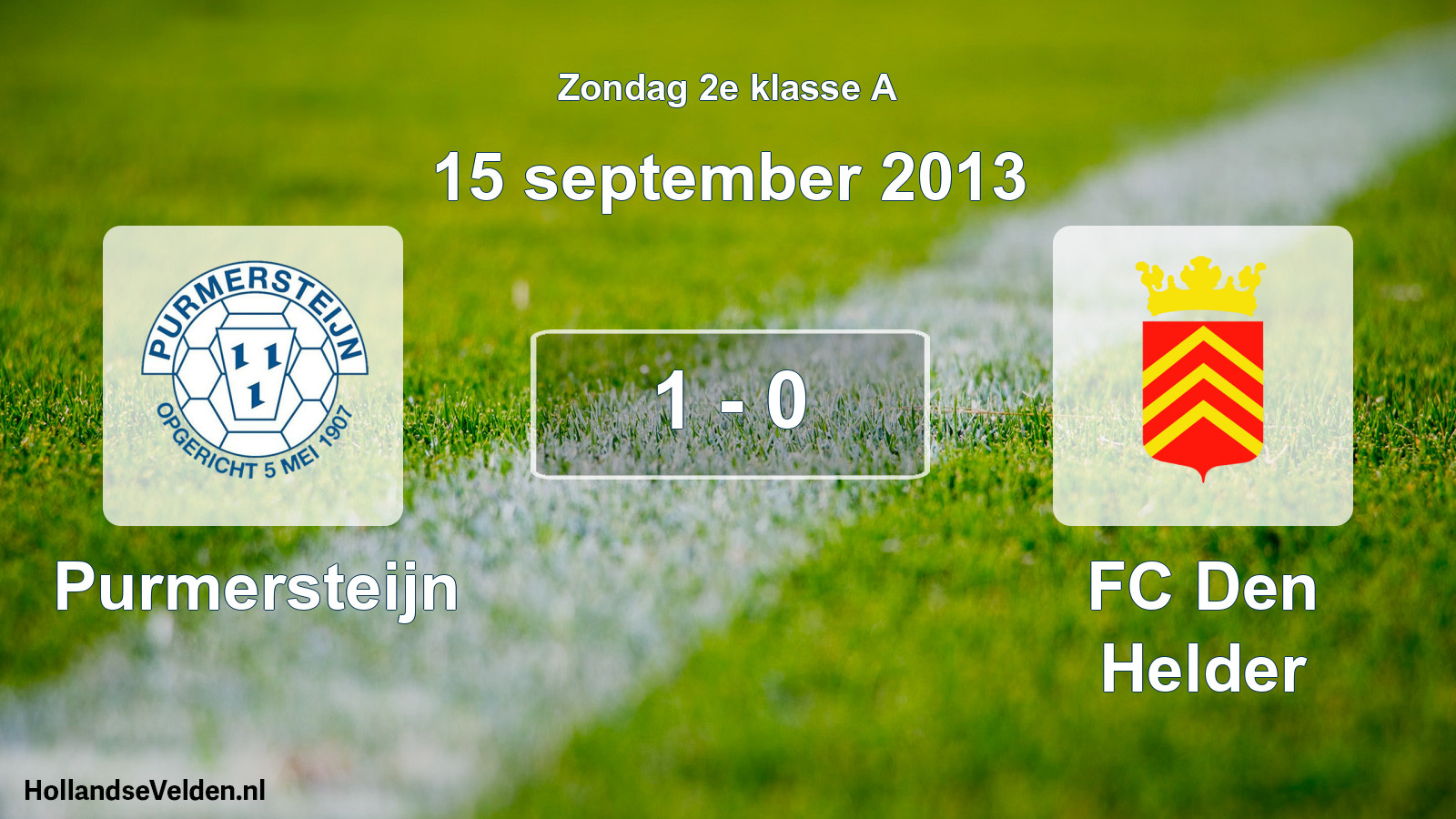 Total number of matches played: Purmersteijn - FC Den Helder 1 - 0 (15 September 2013)