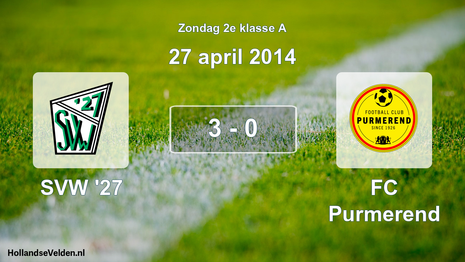 Total number of matches played: SVW '27 - FC Purmerend 3 - 0 (27 April 2014)