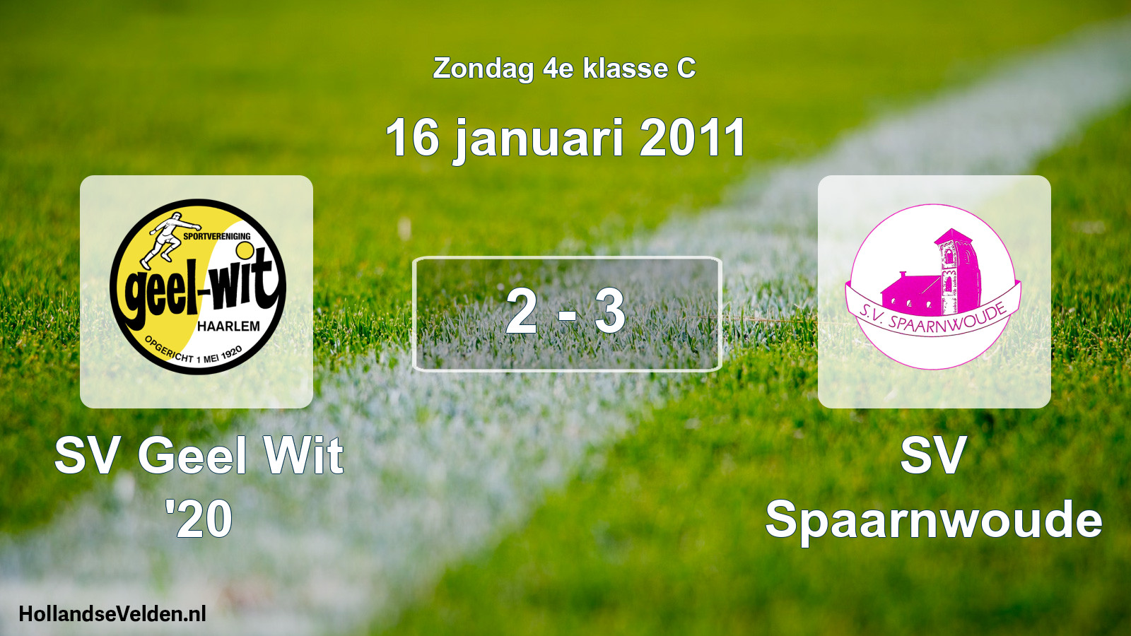 Total number of matches played: SV Geel Wit '20 - SV Spaarnwoude 2 - 3 (16 January 2011)