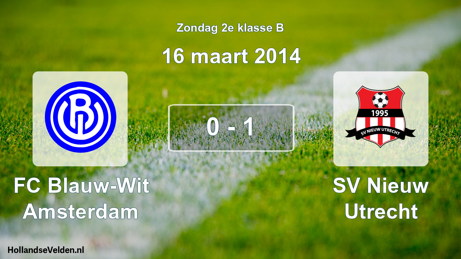 Total number of matches played: FC Blauw-Wit Amsterdam - SV Nieuw Utrecht 0 - 1 (16 March 2014)