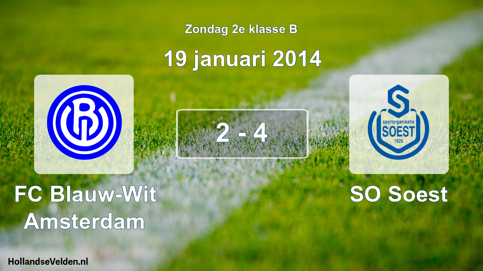 Total number of matches played: FC Blauw-Wit Amsterdam - SO Soest 2 - 4 (19 January 2014)