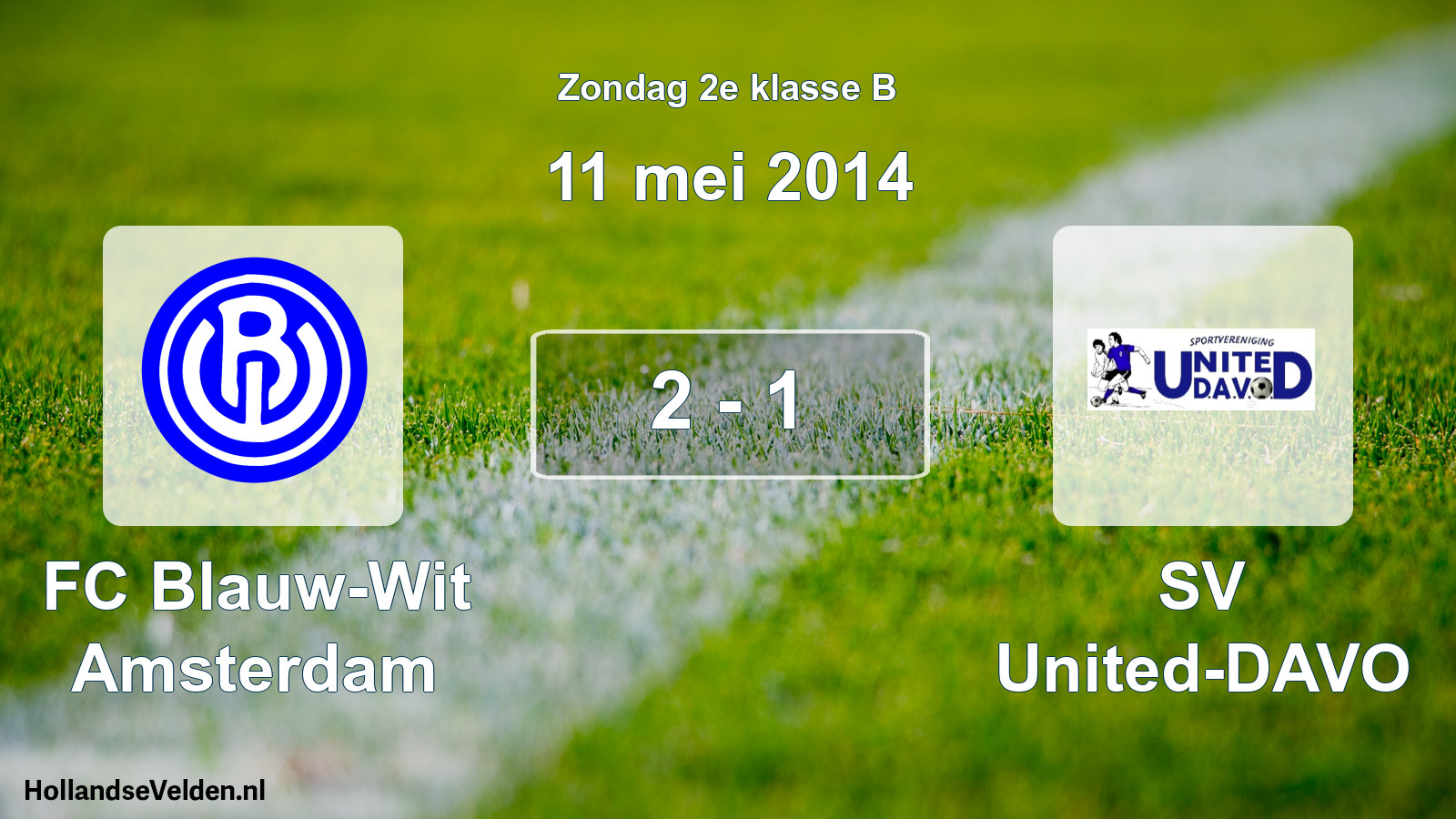 Total number of matches played: FC Blauw-Wit Amsterdam - SV United-DAVO 2 - 1 (11 May 2014)