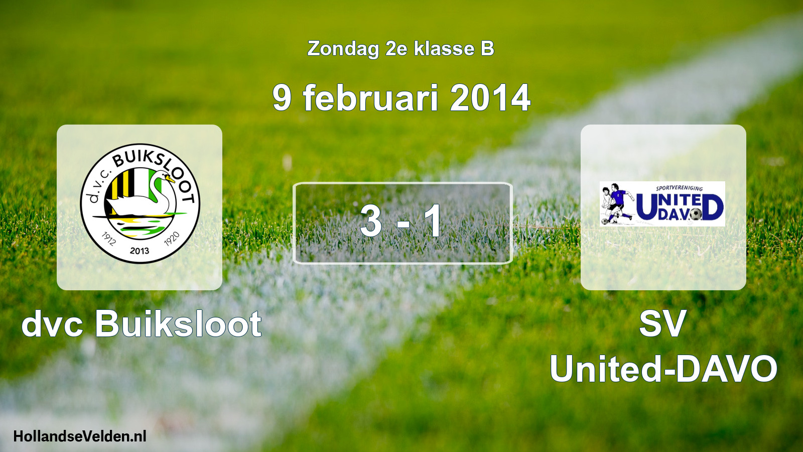 Total number of matches played: dvc Buiksloot - SV United-DAVO 3 - 1 (9 February 2014)