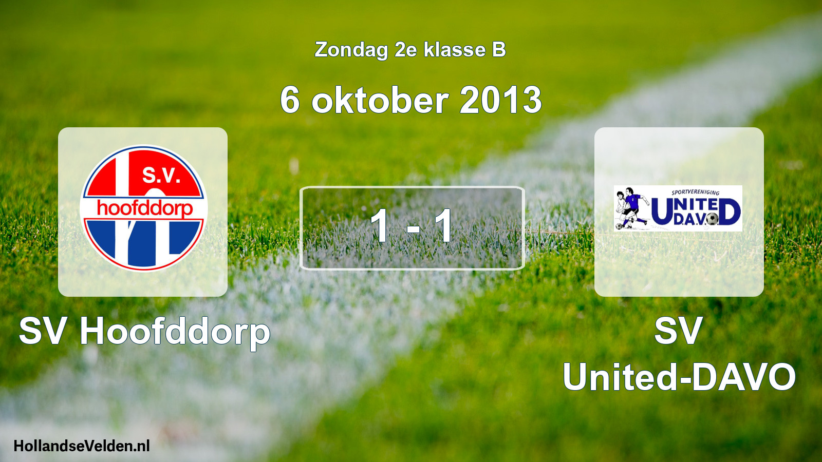 Total number of matches played: SV Hoofddorp - SV United-DAVO 1 - 1 (6 October 2013)