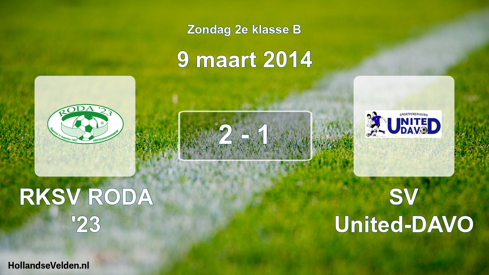 Total number of matches played: RKSV RODA '23 - SV United-DAVO 2 - 1 (9 March 2014)