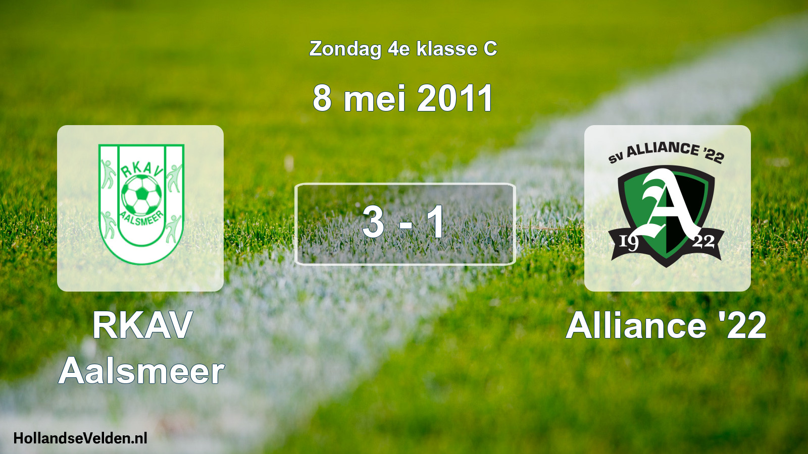Total number of matches played: RKAV Aalsmeer - Alliance '22 3 - 1 (8 May 2011)